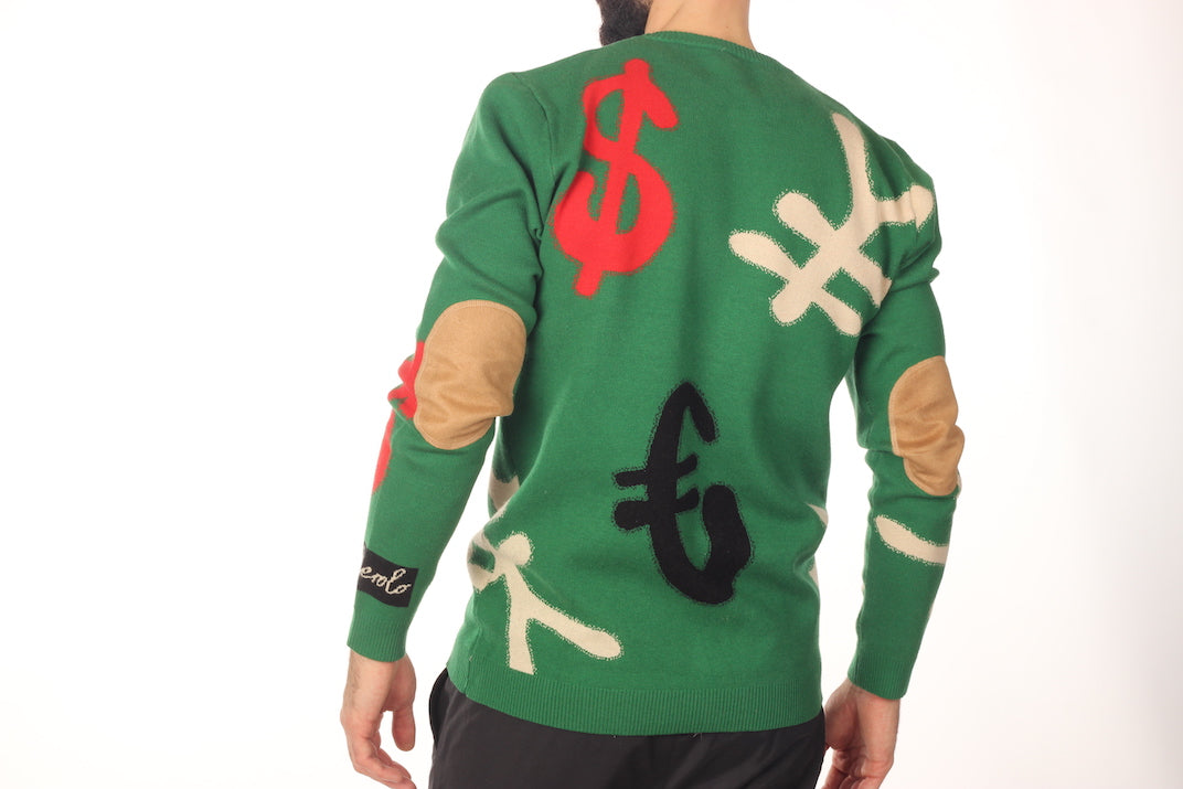 RichWierdo Knitted Currency.  Dress Sweater (Green)