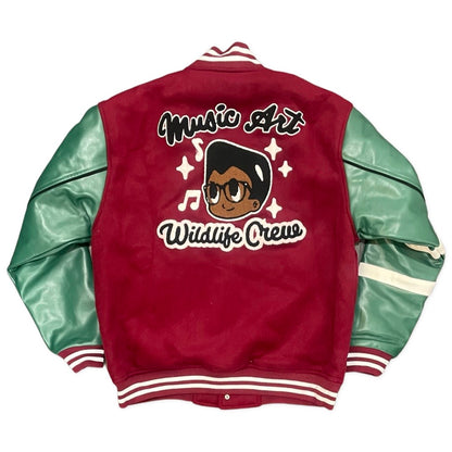 Music Art & Wildlife Varsity Coat (burgundy)