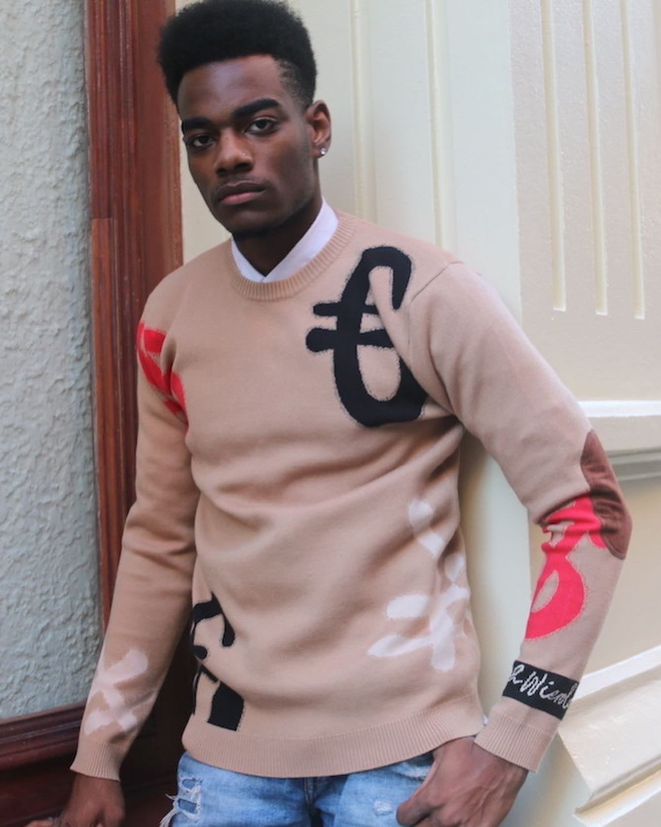 Richwierdo Cashmere Currency Sweater (Beige)