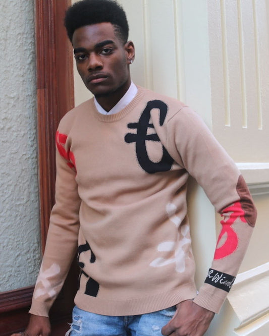 Richwierdo Cashmere Currency Sweater (Beige)