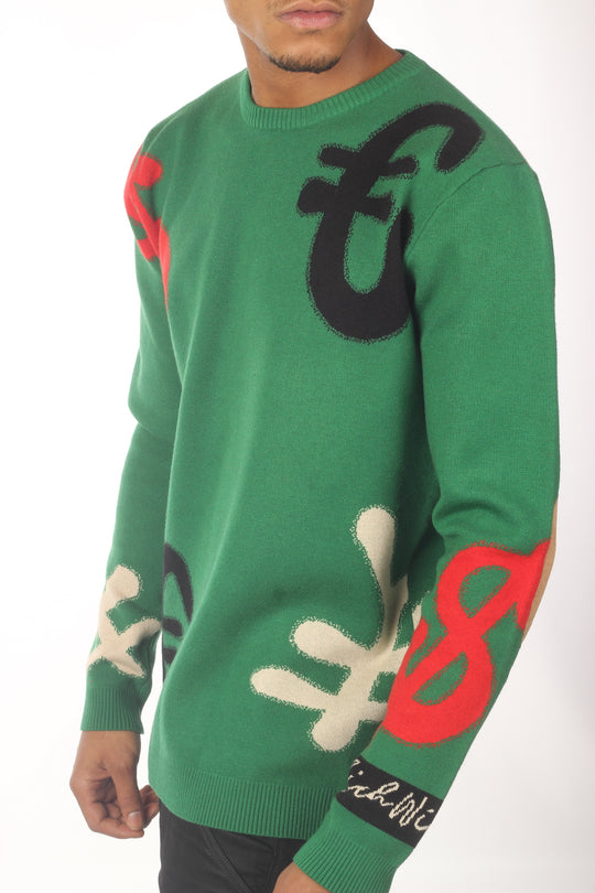 RichWierdo Knitted Currency.  Dress Sweater (Green)