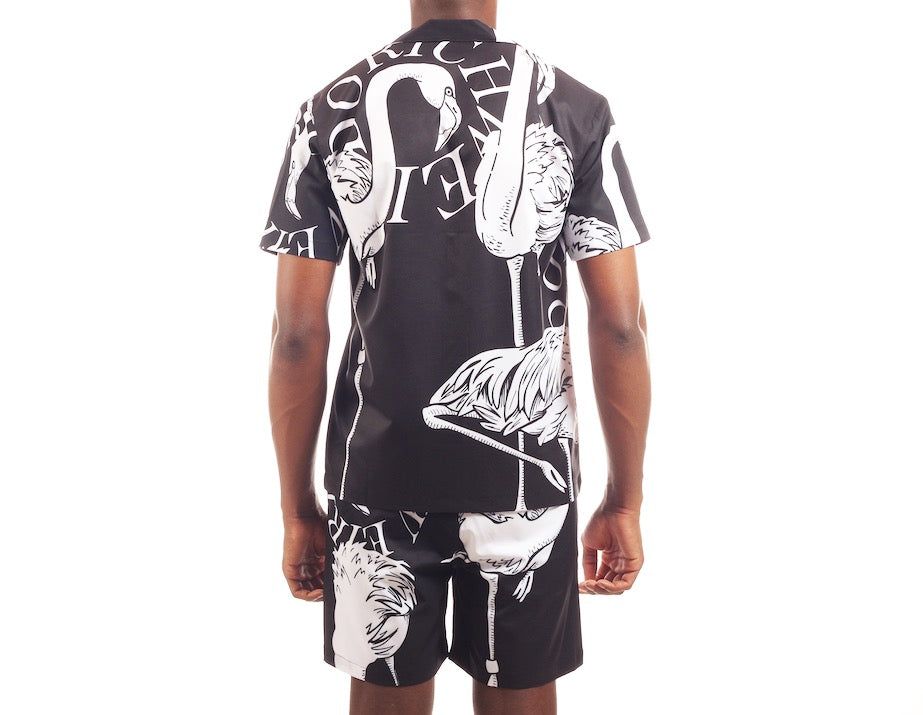 Flamingo Silk Short Set