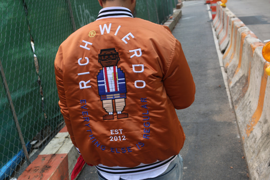 Digital Nerd Satin Varsity Jacket (Copper)
