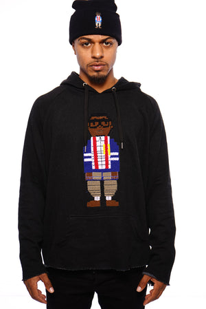 Chenille Embroidered Digital Nerd Hoodie ( Black)