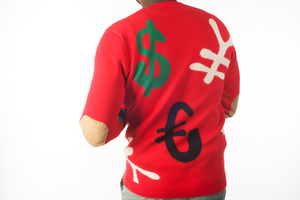 RichWierdo Knitted Currency Dress Sweater (Red)