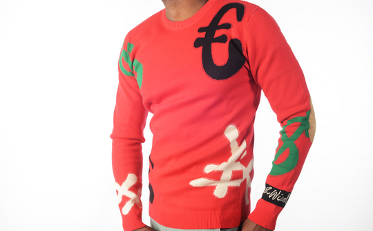 RichWierdo Knitted Currency Dress Sweater (Red)