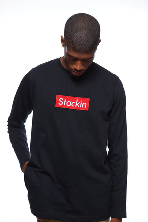 Stackin' Long-Sleeve Graphic Tee (Black)